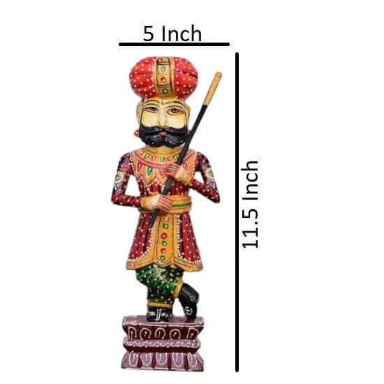 Traditional Rajasthani Decorative Handicraft Wooden Royal Guard / Darbaan