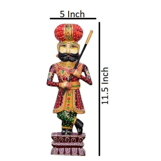 Traditional Rajasthani Decorative Handicraft Wooden Royal Guard / Darbaan