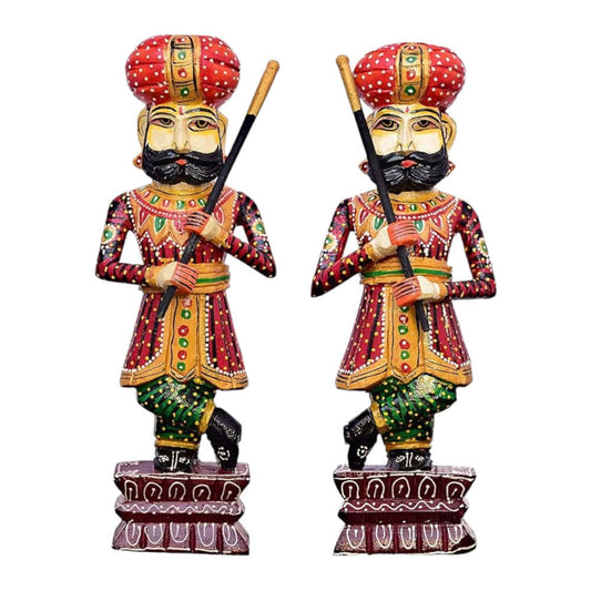Traditional Rajasthani Decorative Handicraft Wooden Royal Guard / Darbaan