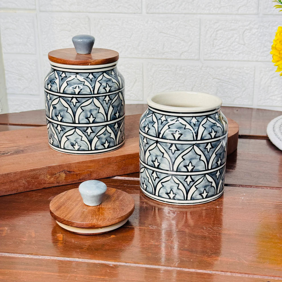 Hand made & painted Ceramic Jar