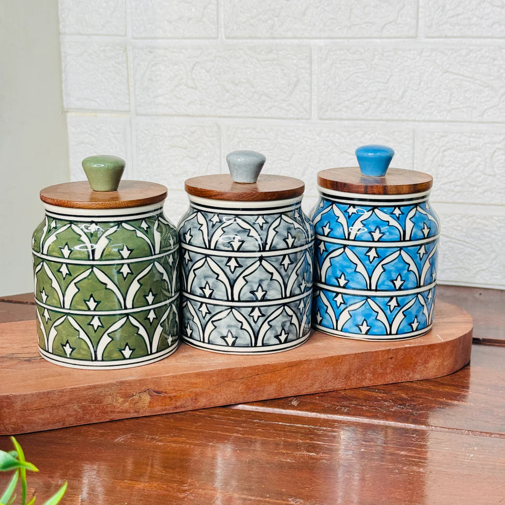 Hand made & painted Ceramic Jar