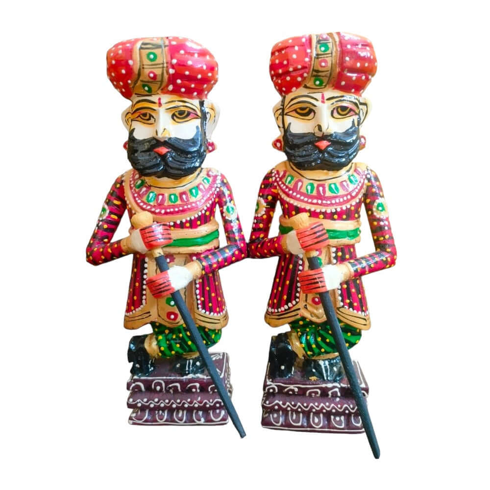 Traditional Rajasthani Decorative Handicraft Wooden Royal Guard / Darbaan